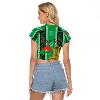 Personalized Burkina Faso Martyrs Day Raglan Cropped T Shirt Monument des Heros Nationaux - Wonder Print Shop