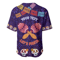Personalised Mexico Day Of The Dead Baseball Jersey Sugar Skull With Maracas Mexican Folk Pattern - Wonder Print Shop