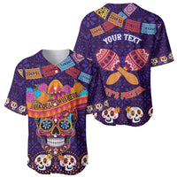 Personalised Mexico Day Of The Dead Baseball Jersey Sugar Skull With Maracas Mexican Folk Pattern - Wonder Print Shop