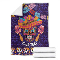 Personalised Mexico Day Of The Dead Blanket Sugar Skull With Maracas Mexican Folk Pattern