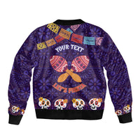 Personalised Mexico Day Of The Dead Bomber Jacket Sugar Skull With Maracas Mexican Folk Pattern - Wonder Print Shop