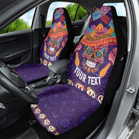 Personalised Mexico Day Of The Dead Car Seat Cover Sugar Skull With Maracas Mexican Folk Pattern - Wonder Print Shop
