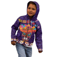 Personalised Mexico Day Of The Dead Kid Hoodie Sugar Skull With Maracas Mexican Folk Pattern - Wonder Print Shop