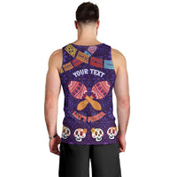 Personalised Mexico Day Of The Dead Men Tank Top Sugar Skull With Maracas Mexican Folk Pattern - Wonder Print Shop