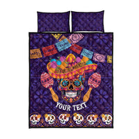 Personalised Mexico Day Of The Dead Quilt Bed Set Sugar Skull With Maracas Mexican Folk Pattern - Wonder Print Shop