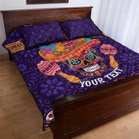 Personalised Mexico Day Of The Dead Quilt Bed Set Sugar Skull With Maracas Mexican Folk Pattern - Wonder Print Shop