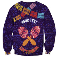 Personalised Mexico Day Of The Dead Sweatshirt Sugar Skull With Maracas Mexican Folk Pattern - Wonder Print Shop