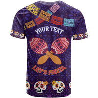 Personalised Mexico Day Of The Dead T Shirt Sugar Skull With Maracas Mexican Folk Pattern - Wonder Print Shop