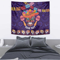 Personalised Mexico Day Of The Dead Tapestry Sugar Skull With Maracas Mexican Folk Pattern - Wonder Print Shop