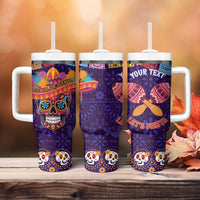 Personalised Mexico Day Of The Dead Tumbler With Handle Sugar Skull With Maracas Mexican Folk Pattern - Wonder Print Shop