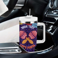 Personalised Mexico Day Of The Dead Tumbler With Handle Sugar Skull With Maracas Mexican Folk Pattern - Wonder Print Shop