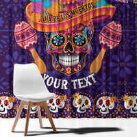 Personalised Mexico Day Of The Dead Window Curtain Sugar Skull With Maracas Mexican Folk Pattern - Wonder Print Shop