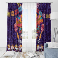 Personalised Mexico Day Of The Dead Window Curtain Sugar Skull With Maracas Mexican Folk Pattern - Wonder Print Shop