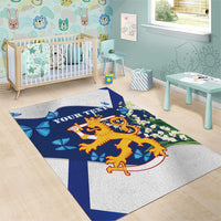 Personalised Finland Independence Day Area Rug Lily Of The Valley Mix Holly Blue - Coat Of Arms Style - Wonder Print Shop