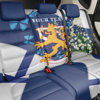 Personalised Finland Independence Day Back Car Seat Cover Lily Of The Valley Mix Holly Blue - Coat Of Arms Style - Wonder Print Shop