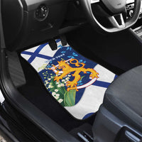 Personalised Finland Independence Day Car Mats Lily Of The Valley Mix Holly Blue - Coat Of Arms Style - Wonder Print Shop