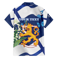 Personalised Finland Independence Day Hawaiian Shirt Lily Of The Valley Mix Holly Blue - Coat Of Arms Style - Wonder Print Shop