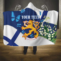 Personalised Finland Independence Day Hooded Blanket Lily Of The Valley Mix Holly Blue - Coat Of Arms Style