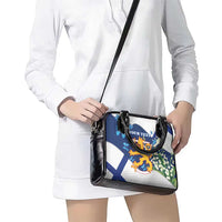 Personalised Finland Independence Day Shoulder Handbag Lily Of The Valley Mix Holly Blue - Coat Of Arms Style