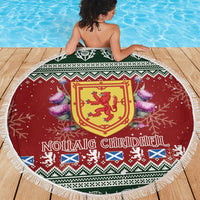 Scotland Christmas Beach Blanket The Royal Arms of Scotland With Thistle - Wonder Print Shop