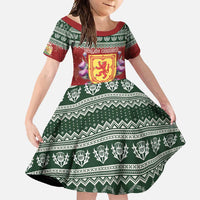 Scotland Christmas Family Matching Long Sleeve Bodycon Dress and Hawaiian Shirt The Royal Arms of Scotland With Thistle - Wonder Print Shop
