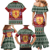 Scotland Christmas Family Matching Mermaid Dress and Hawaiian Shirt The Royal Arms of Scotland With Thistle - Wonder Print Shop