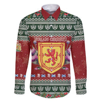 Scotland Christmas Family Matching Short Sleeve Bodycon Dress and Hawaiian Shirt The Royal Arms of Scotland With Thistle - Wonder Print Shop