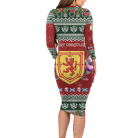 Scotland Christmas Long Sleeve Bodycon Dress The Royal Arms of Scotland With Thistle - Wonder Print Shop