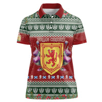 Scotland Christmas Women Polo Shirt The Royal Arms of Scotland With Thistle - Wonder Print Shop