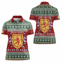Scotland Christmas Women Polo Shirt The Royal Arms of Scotland With Thistle - Wonder Print Shop