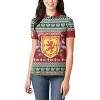 Scotland Christmas Women Polo Shirt The Royal Arms of Scotland With Thistle - Wonder Print Shop