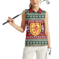 Scotland Christmas Women Sleeveless Polo Shirt The Royal Arms of Scotland With Thistle - Wonder Print Shop