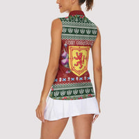 Scotland Christmas Women Sleeveless Polo Shirt The Royal Arms of Scotland With Thistle - Wonder Print Shop