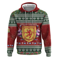 Scotland Christmas Zip Hoodie The Royal Arms of Scotland With Thistle - Wonder Print Shop