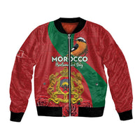 Personalised Morocco Proclamation Day Bomber Jacket Moussier's Redstart With Coat Of Arms - Wonder Print Shop