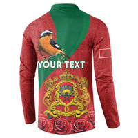 Personalised Morocco Proclamation Day Button Sweatshirt Moussier's Redstart With Coat Of Arms - Wonder Print Shop