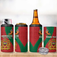 Personalised Morocco Proclamation Day 4 in 1 Can Cooler Tumbler Moussiers Redstart With Coat Of Arms - Wonder Print Shop