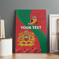 Personalised Morocco Proclamation Day Canvas Wall Art Moussier's Redstart With Coat Of Arms - Wonder Print Shop