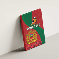 Personalised Morocco Proclamation Day Canvas Wall Art Moussier's Redstart With Coat Of Arms - Wonder Print Shop