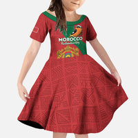 Personalised Morocco Proclamation Day Family Matching Long Sleeve Bodycon Dress and Hawaiian Shirt Moussier's Redstart With Coat Of Arms - Wonder Print Shop