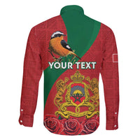 Personalised Morocco Proclamation Day Family Matching Off Shoulder Short Dress and Hawaiian Shirt Moussier's Redstart With Coat Of Arms - Wonder Print Shop