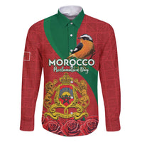 Personalised Morocco Proclamation Day Family Matching Puletasi and Hawaiian Shirt Moussier's Redstart With Coat Of Arms - Wonder Print Shop