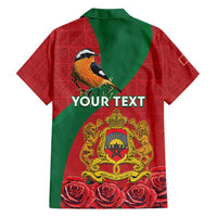 Personalised Morocco Proclamation Day Hawaiian Shirt Moussier's Redstart With Coat Of Arms - Wonder Print Shop