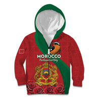 Personalised Morocco Proclamation Day Kid Hoodie Moussier's Redstart With Coat Of Arms - Wonder Print Shop