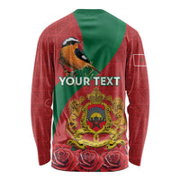 Personalised Morocco Proclamation Day Long Sleeve Shirt Moussier's Redstart With Coat Of Arms - Wonder Print Shop