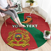 Personalised Morocco Proclamation Day Round Carpet Moussier's Redstart With Coat Of Arms