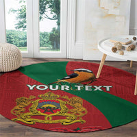 Personalised Morocco Proclamation Day Round Carpet Moussier's Redstart With Coat Of Arms