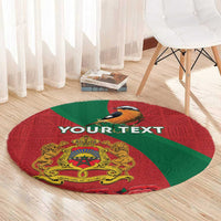 Personalised Morocco Proclamation Day Round Carpet Moussier's Redstart With Coat Of Arms