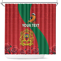 Personalised Morocco Proclamation Day Shower Curtain Moussier's Redstart With Coat Of Arms