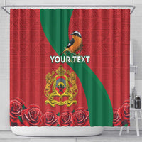 Personalised Morocco Proclamation Day Shower Curtain Moussier's Redstart With Coat Of Arms